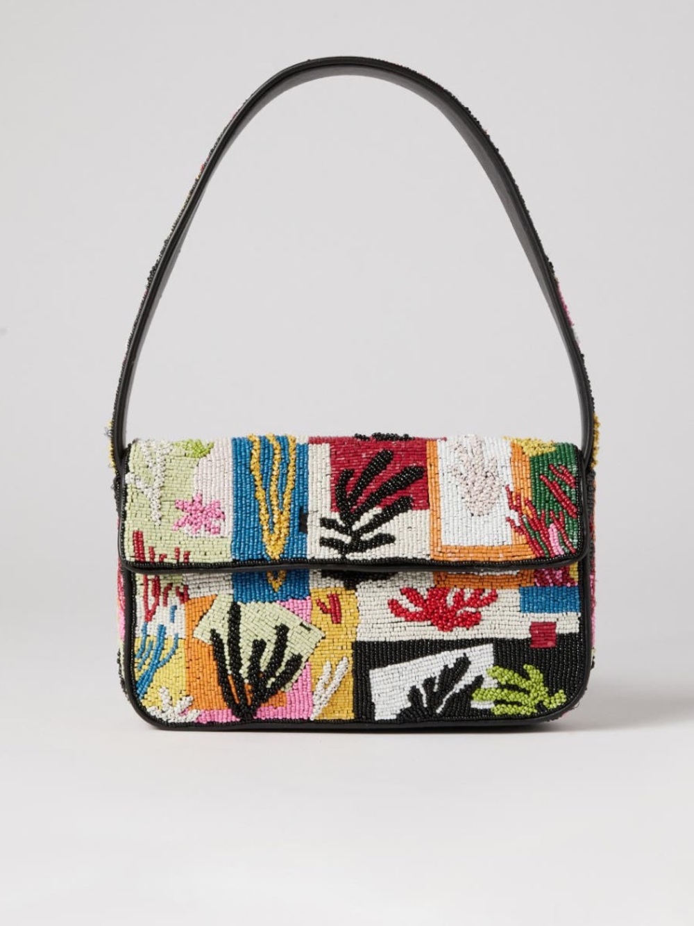 Staud Coral Patchwork Tommy Bag - Multicolor Beaded Shoulder Bag